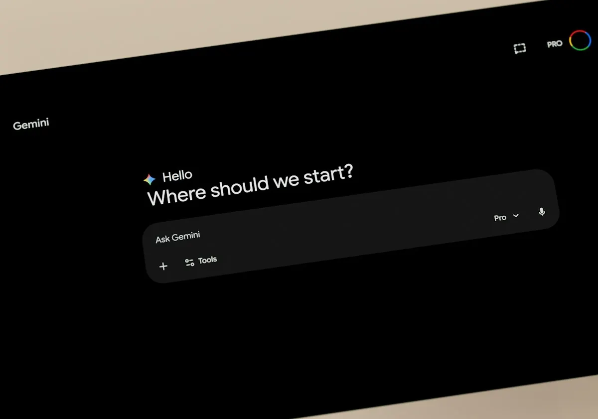 Tela do Gemini, a IA do Google, com a saudação Where should we start? e a caixa para digitar a pergunta.